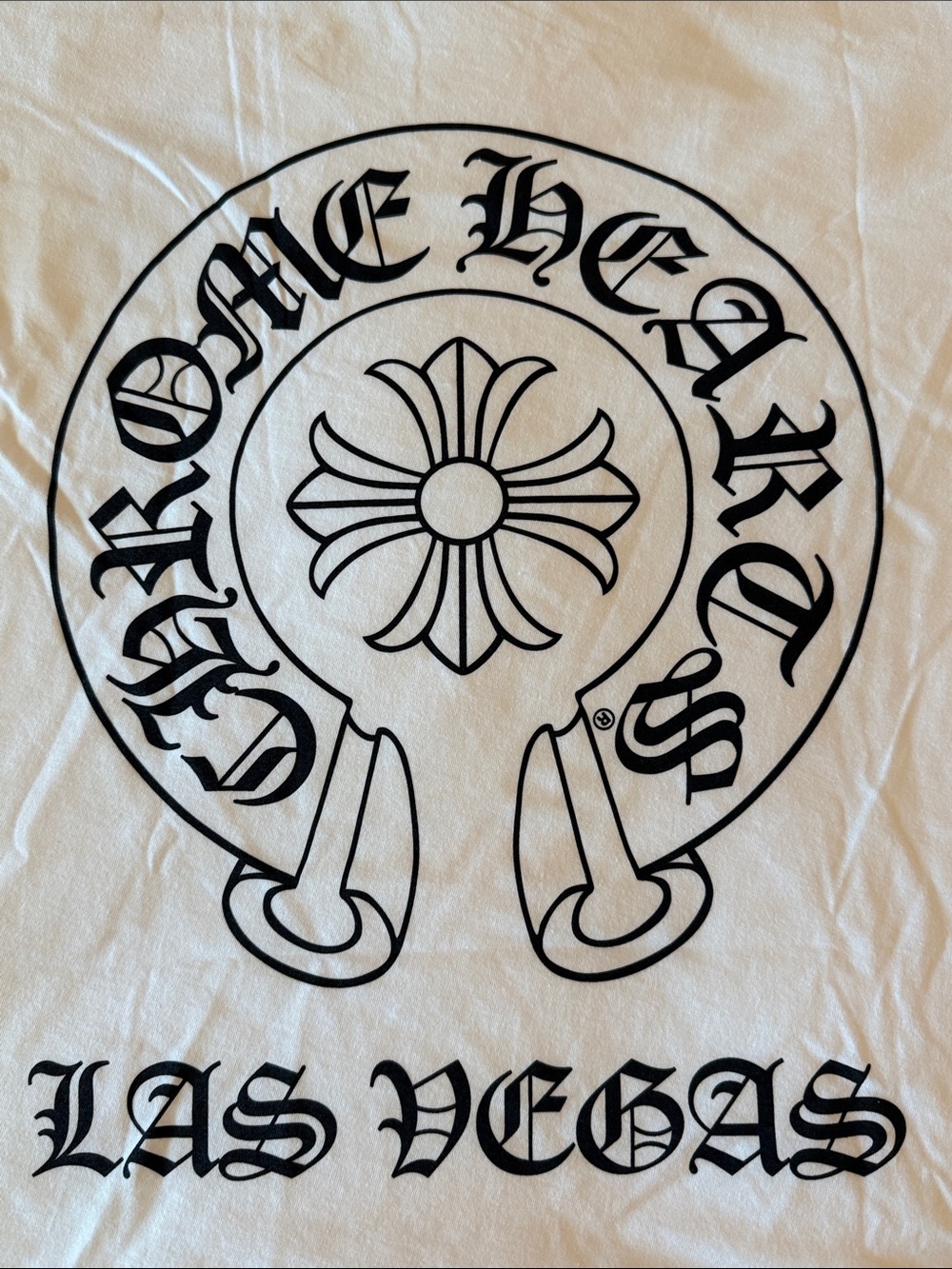 Chrome Hearts White Tee with Black Las Vegas Graphic